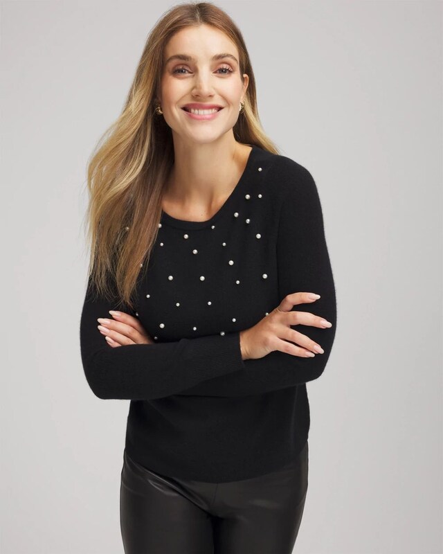 Embellished Cashmere Pullover Sweater - image 1